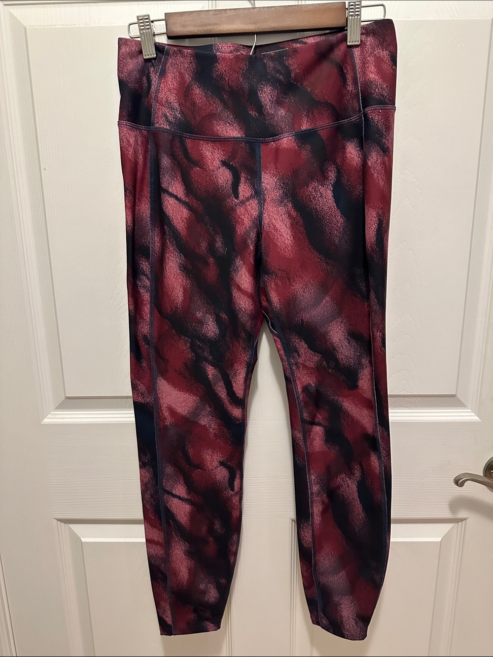 L.L. Bean Marbled Wine and Black High-Waist Leggings